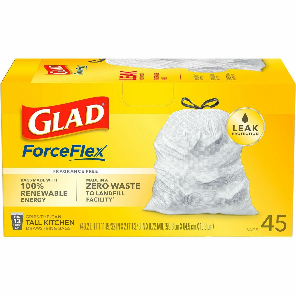 Glad ForceFlex Tall Kitchen Drawstring Trash Bags - 2000
