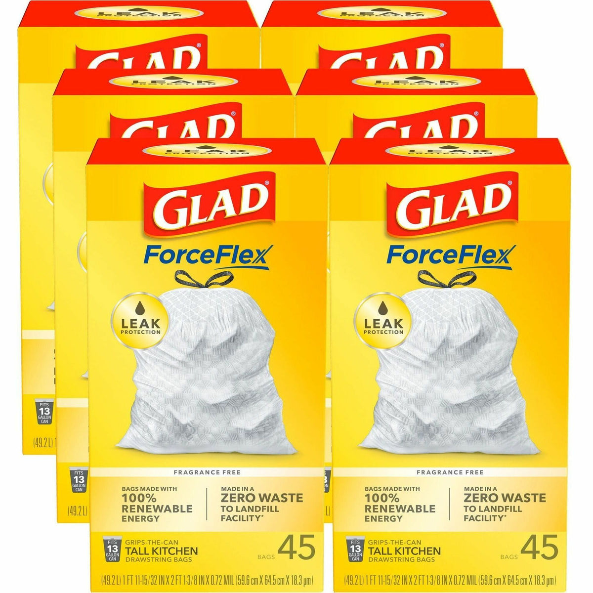 Glad ForceFlex Tall Kitchen Drawstring Trash Bags - 2000