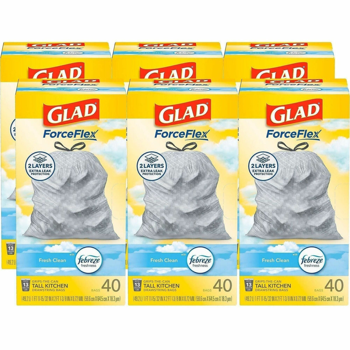 Glad ForceFlex Tall Kitchen Drawstring Trash Bags - 2000