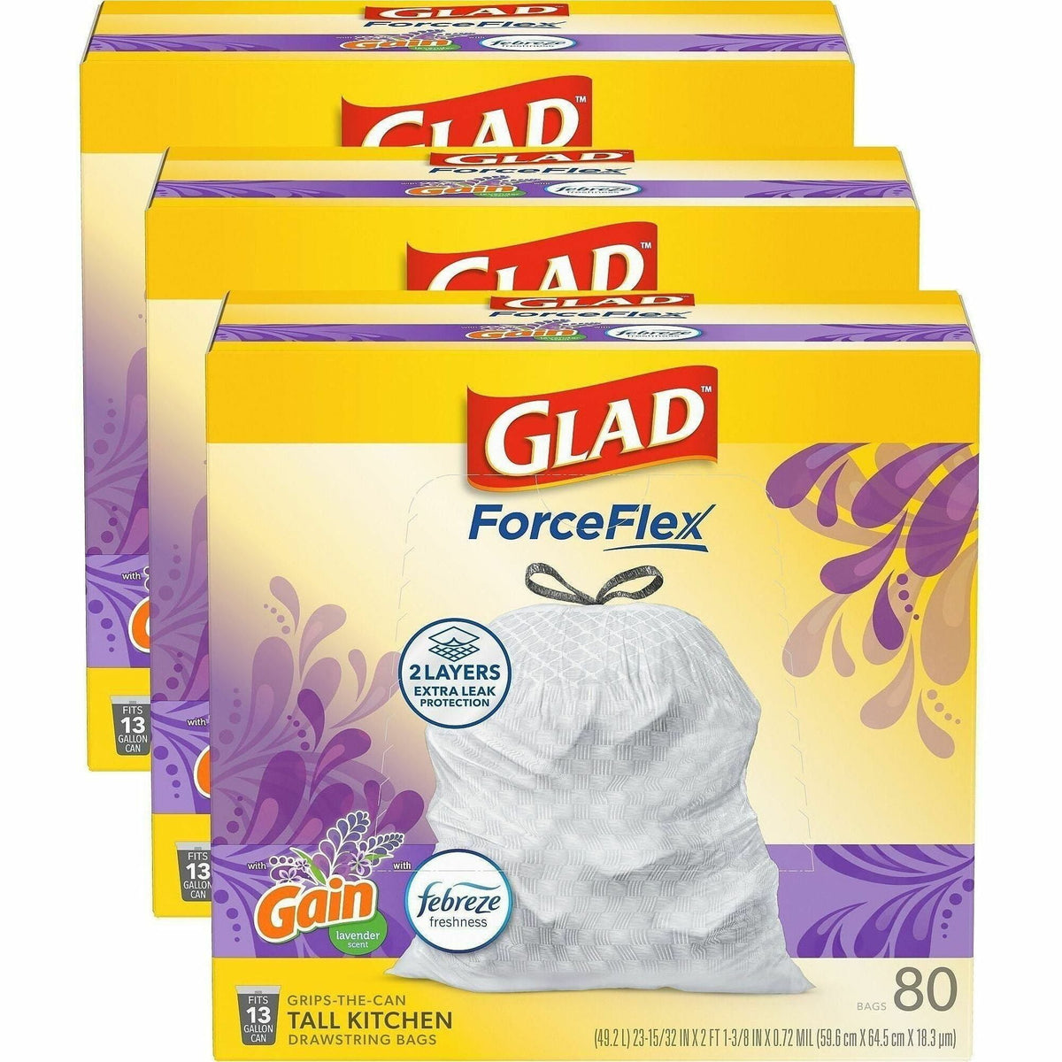 Glad ForceFlex Tall Kitchen Drawstring Trash Bags - 2000