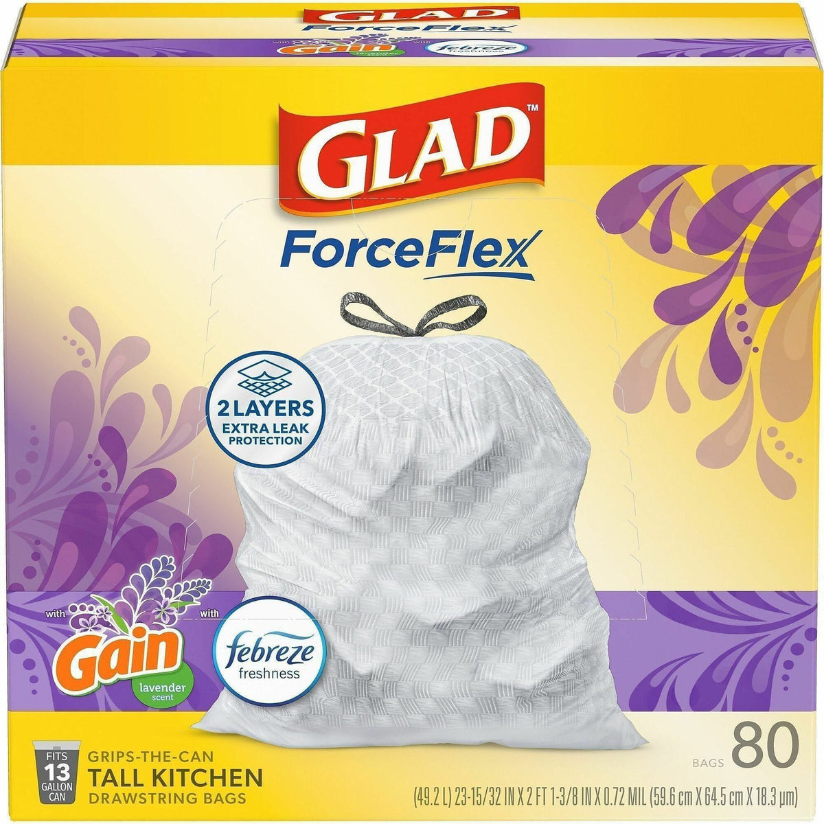 Glad ForceFlex Tall Kitchen Drawstring Trash Bags - 2000