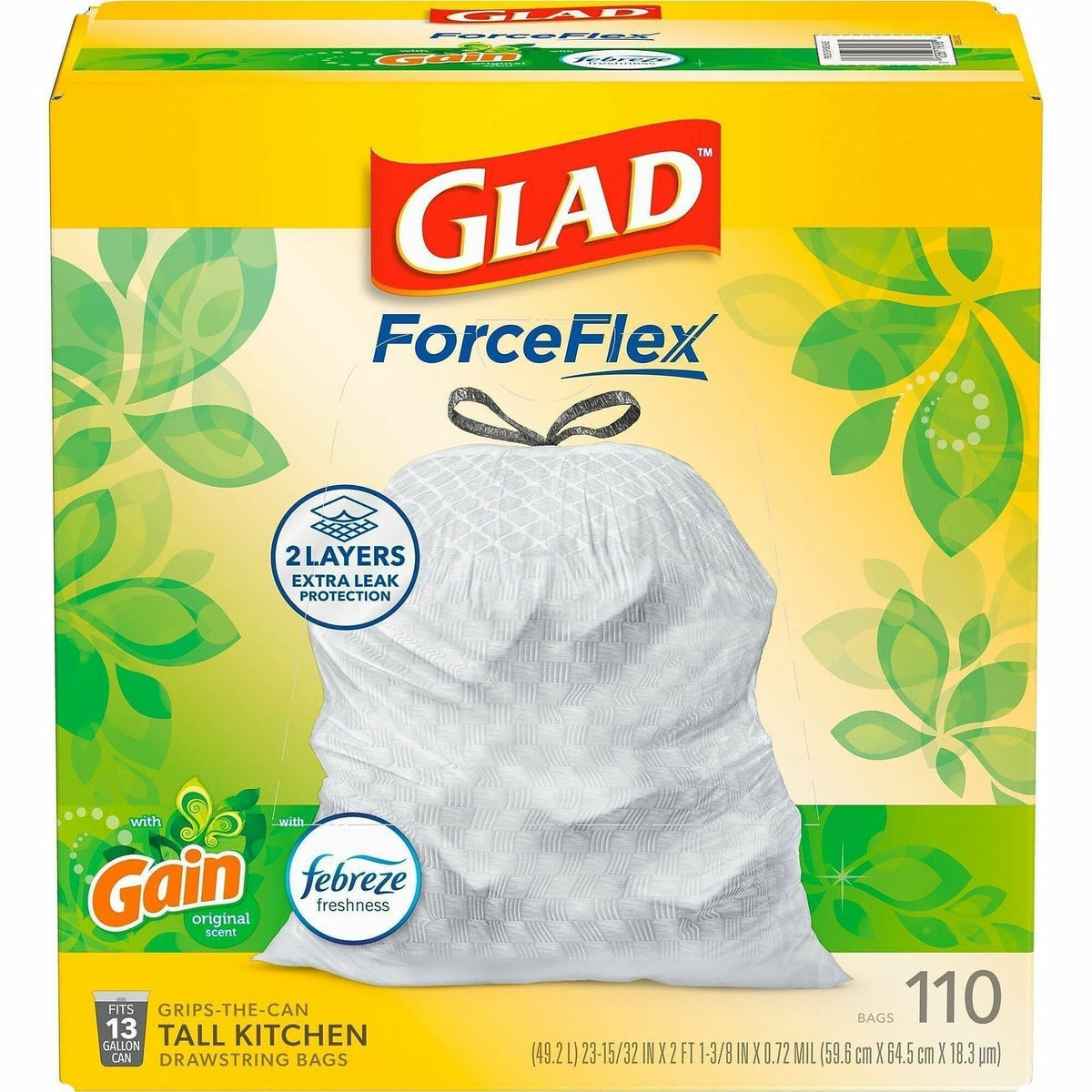 Glad ForceFlex Tall Kitchen Drawstring Trash Bags - 2000