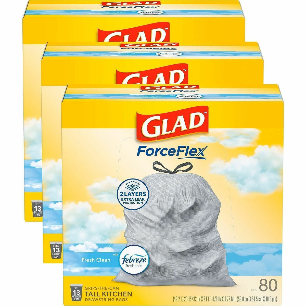 Glad ForceFlex Tall Kitchen Drawstring Trash Bags - 2000