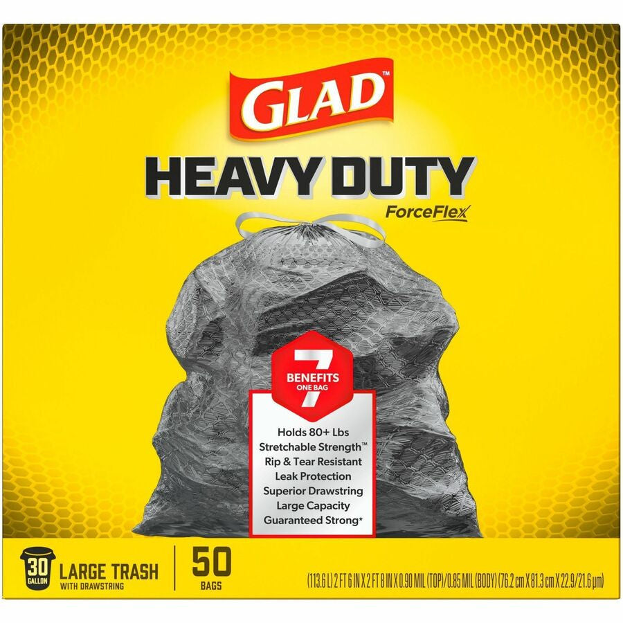 Glad ForceFlex Heavy-Duty Large Drawstring Trash Bags - Rear