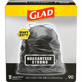 Glad Large Drawstring Trash Bags - 30 gal Capacity - 90/Box - 68/Pallet - & Liners