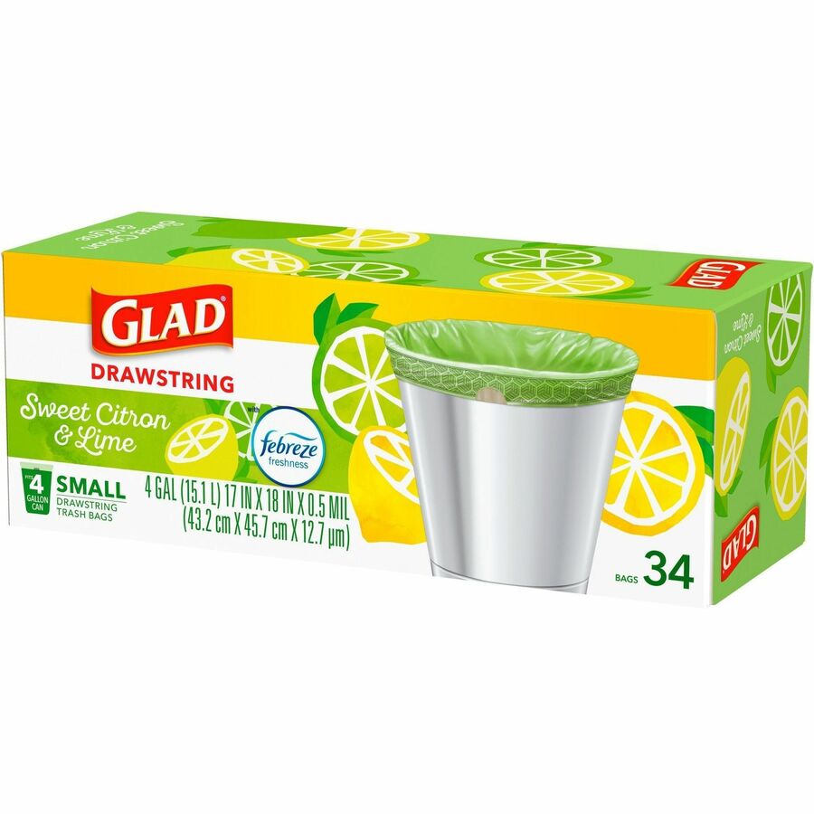 Glad Small Kitchen Drawstring Trash Bags - Left