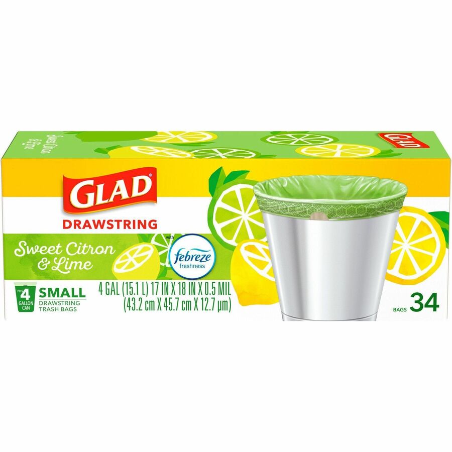 Glad Small Kitchen Drawstring Trash Bags - Top