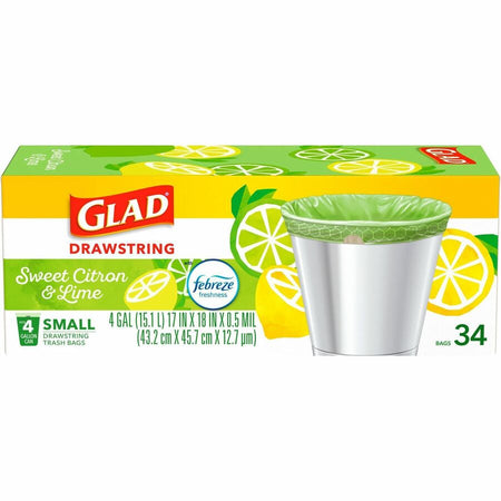 Glad Small Kitchen Drawstring Trash Bags - Top