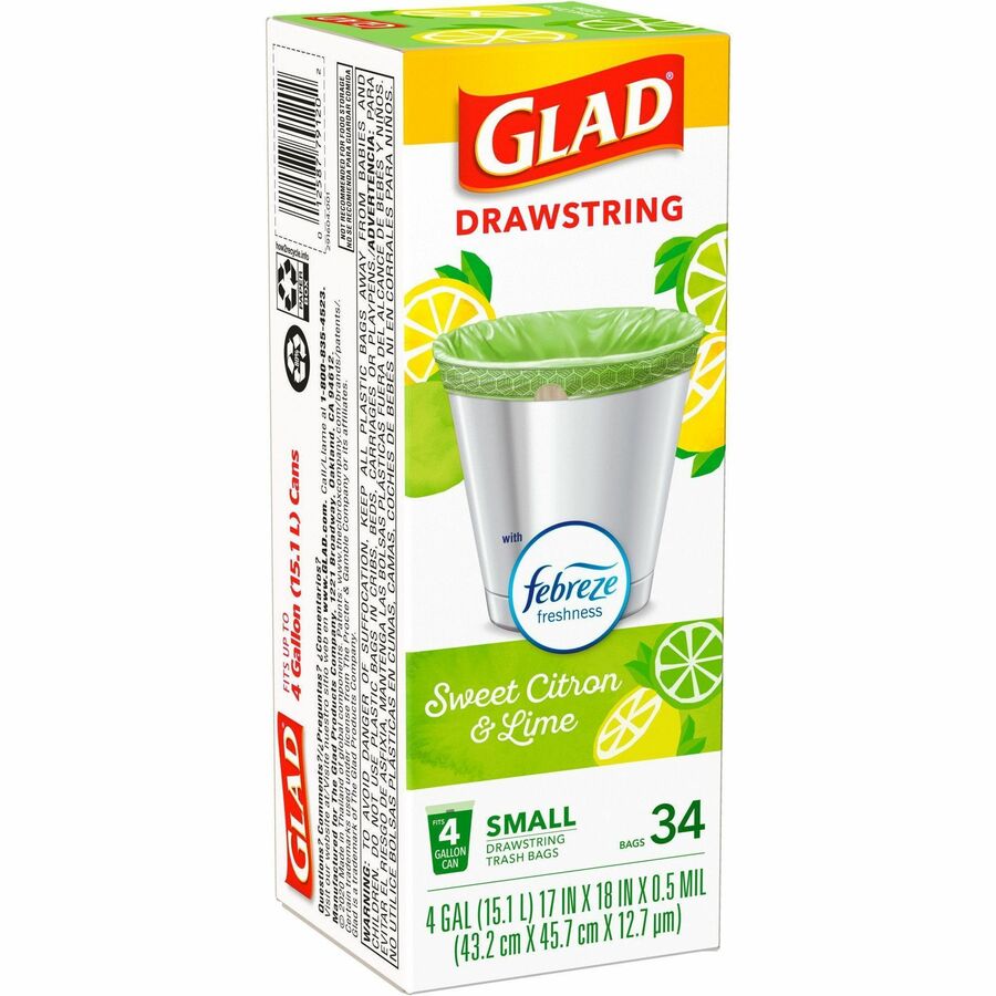 Glad Small Kitchen Drawstring Trash Bags - Right