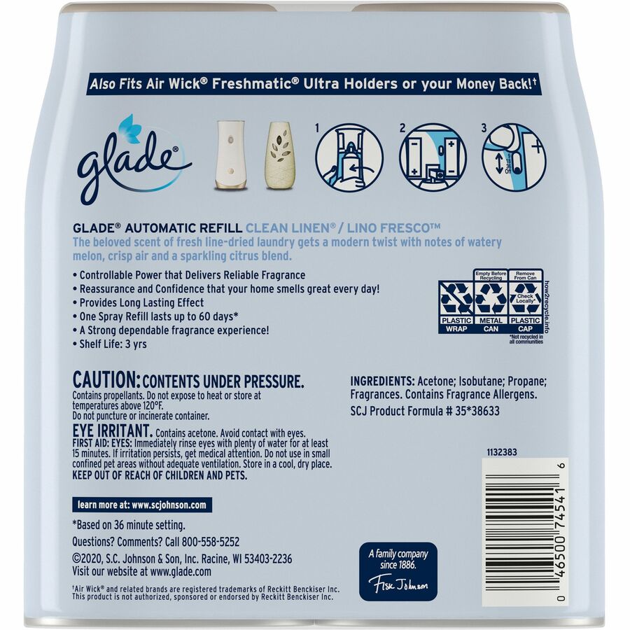 Glade Automatic Spray Refill Value Pack - 12.4 fl oz (0.4 quart) - 70 Day - Long Lasting - 2 / Air Fresheners
