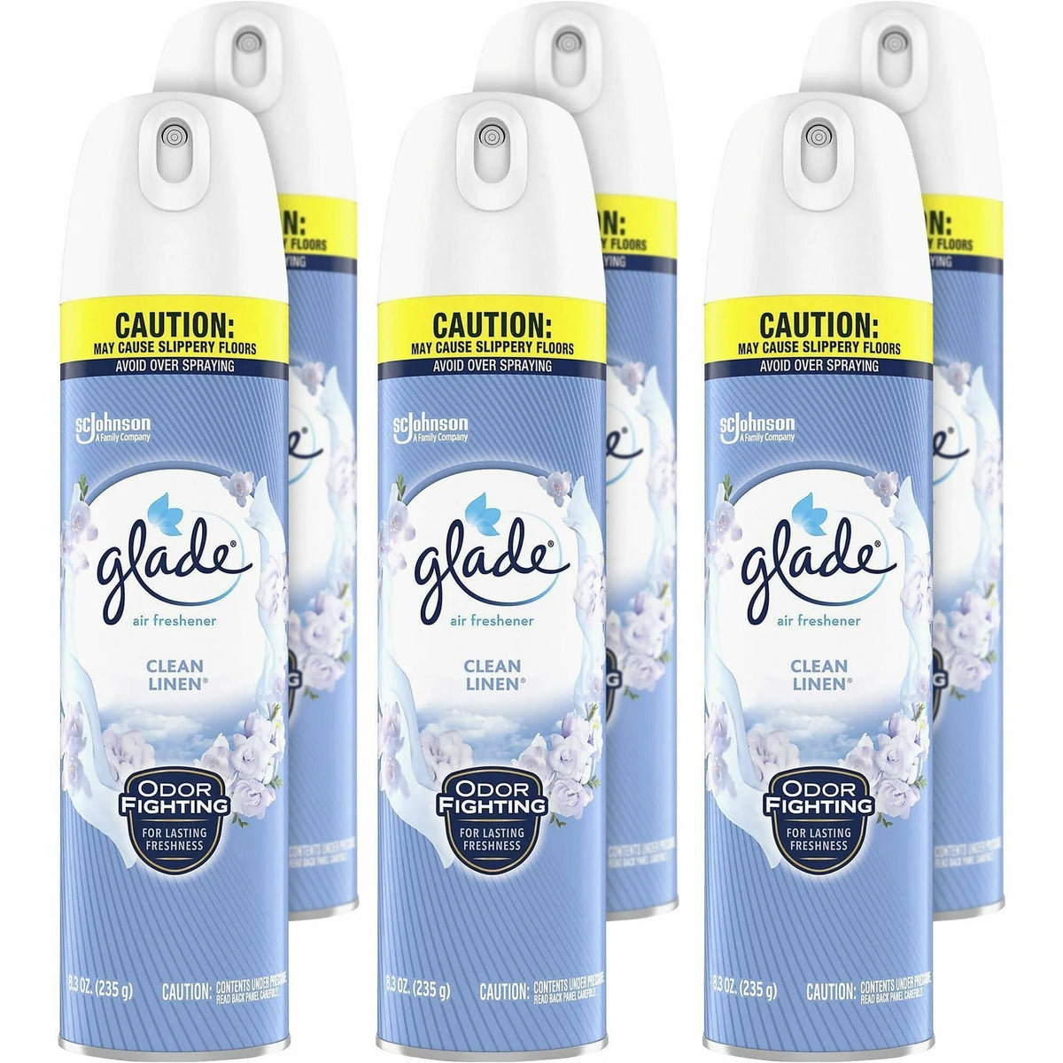 Glade Clean Linen Air Freshener Spray - Aerosol - 8.3 fl oz (0.3 quart) - CFC-free Ozone-safe/ - 6 / Carton - Fresheners
