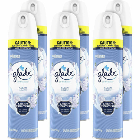 Glade Clean Linen Air Freshener Spray - Aerosol - 8.3 fl oz (0.3 quart) - CFC-free Ozone-safe/ - 6 / Carton - Fresheners