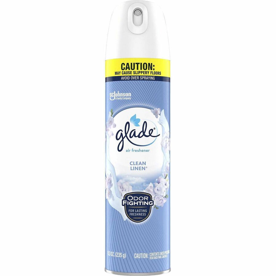 Glade Clean Linen Air Freshener Spray - Aerosol - 8.3 fl oz (0.3 quart) - CFC-free Ozone-safe/ - 6 / Carton - Fresheners