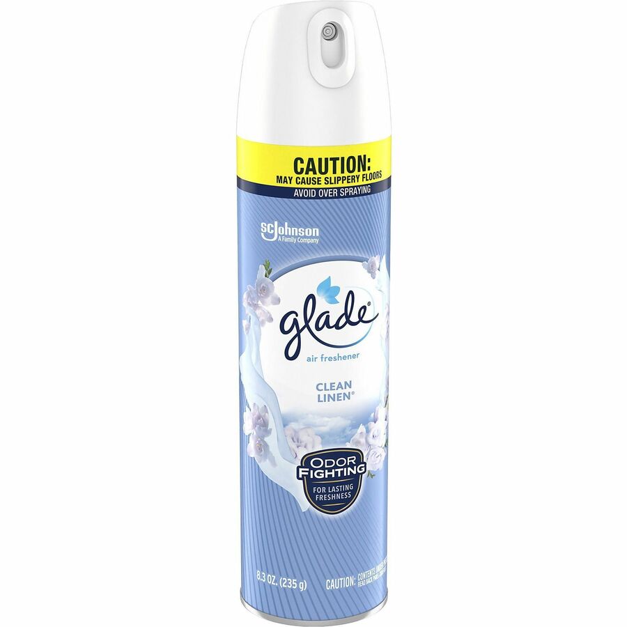 Glade Clean Linen Air Freshener Spray - Aerosol - 8.3 fl oz (0.3 quart) - CFC-free Ozone-safe/ - 6 / Carton - Fresheners