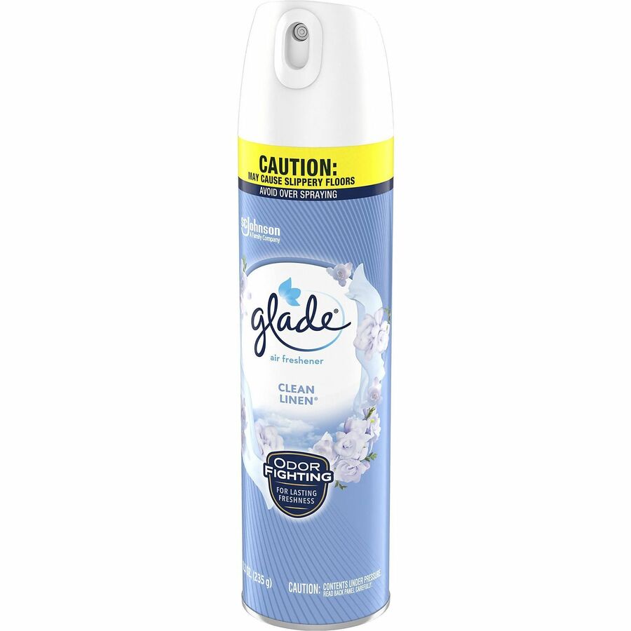 Glade Clean Linen Air Freshener Spray - Aerosol - 8.3 fl oz (0.3 quart) - CFC-free Ozone-safe/ - 6 / Carton - Fresheners