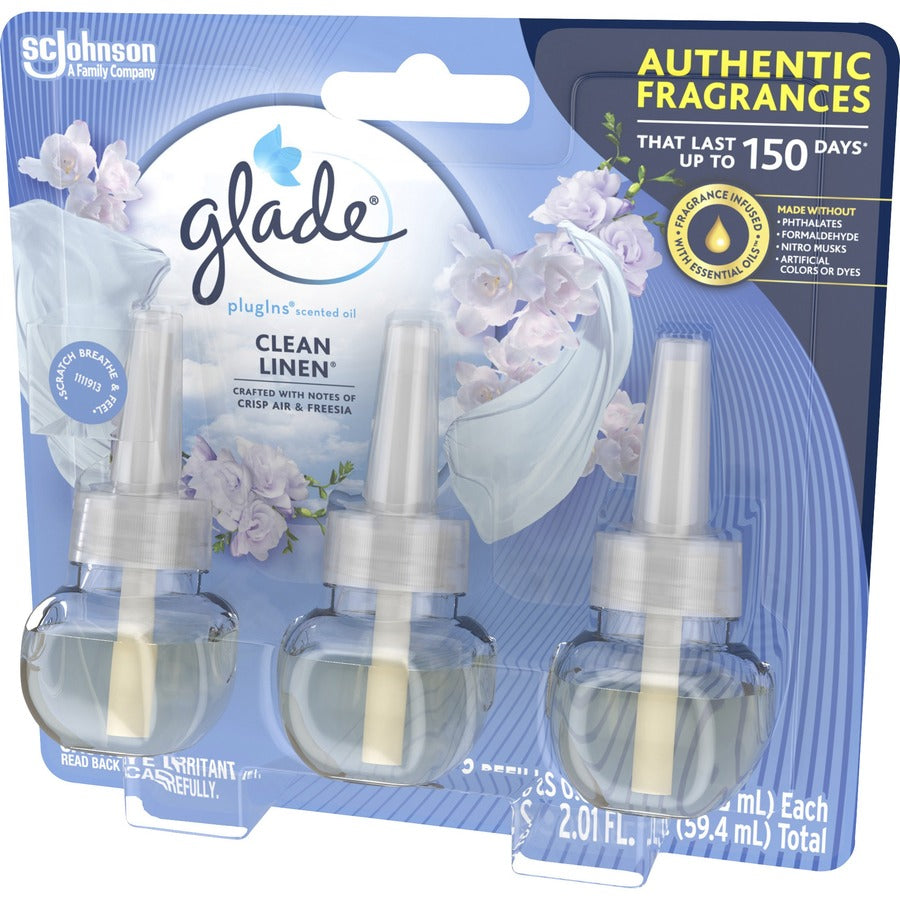Glade PlugIns Oil Refill - Clean Linen - 50 Day - Long Lasting - 3 / Pack - Air Freshener Dispensers