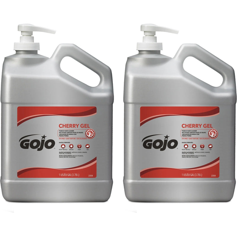 Gojo® Cherry Gel Pumice Hand Cleaner - Heavy Duty Dirt Oil Grease Paint and Tar Remover - 1 gal x 2 - Soaps/Cleaners