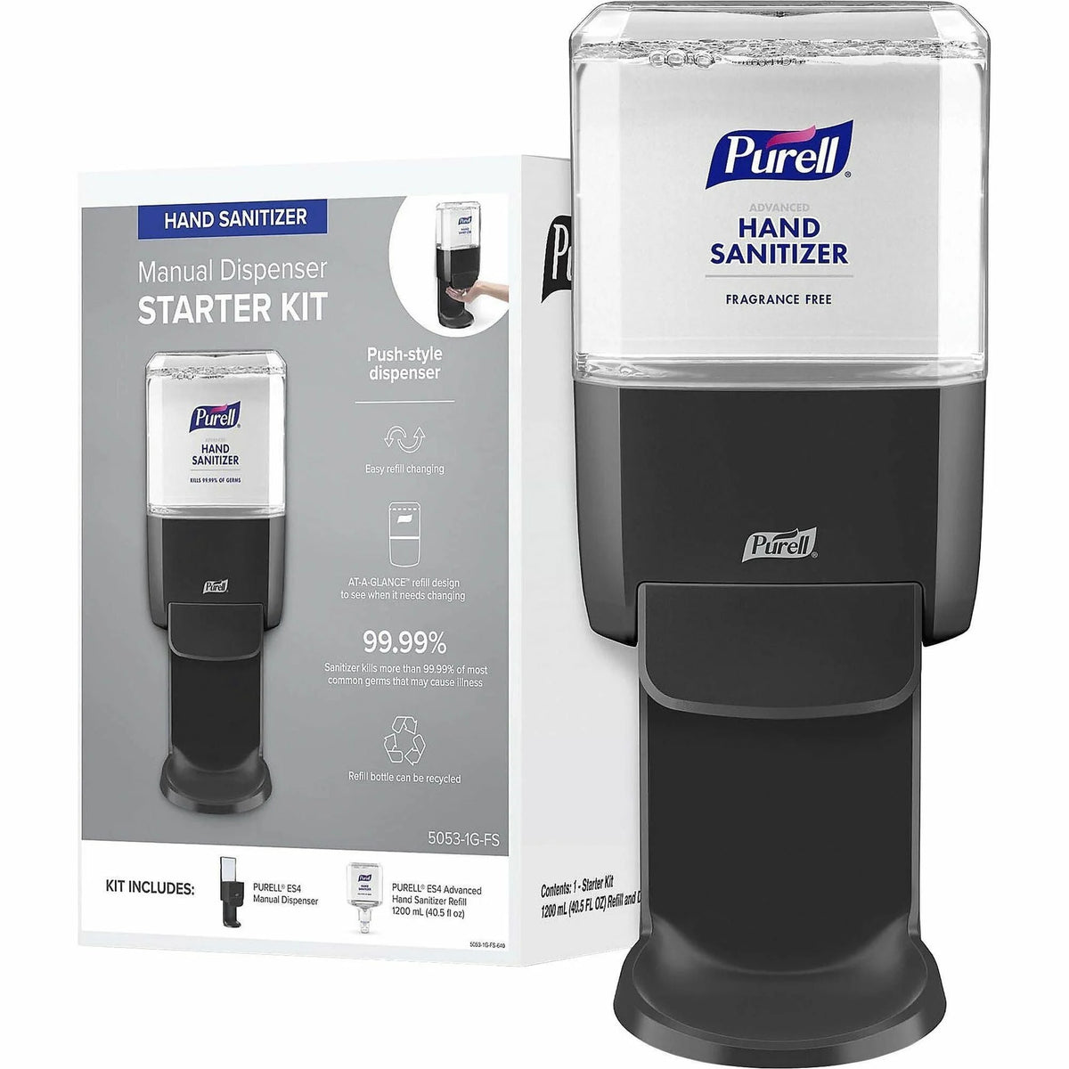 Gojo® ES4 Push Hand Sanitizer Dispenser Kit - Hygienic & Durable - Graphite - Skin Care Dispensers Refills