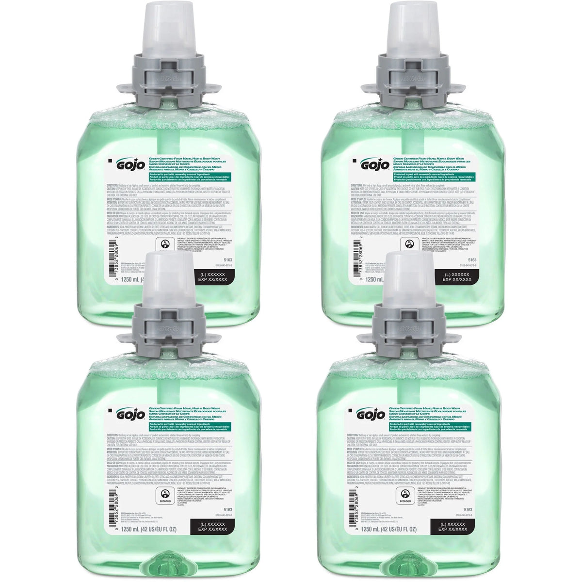 Gojo® FMX-12 Green Certified Hair/Body Wash - Cucumber Melon Scent - 42.3 fl oz - Kill Germs - Residue-free - Hand
