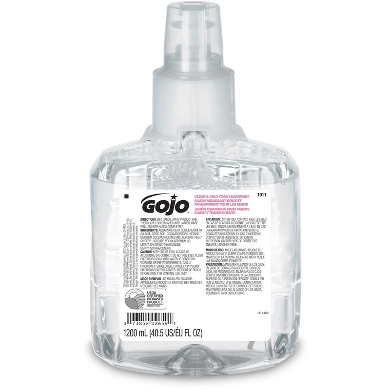 Gojo® LTX-12 Clear Mild Foam Handwash Refill - Moisturizing Eco-friendly Formula - Hand Soaps/Cleaners