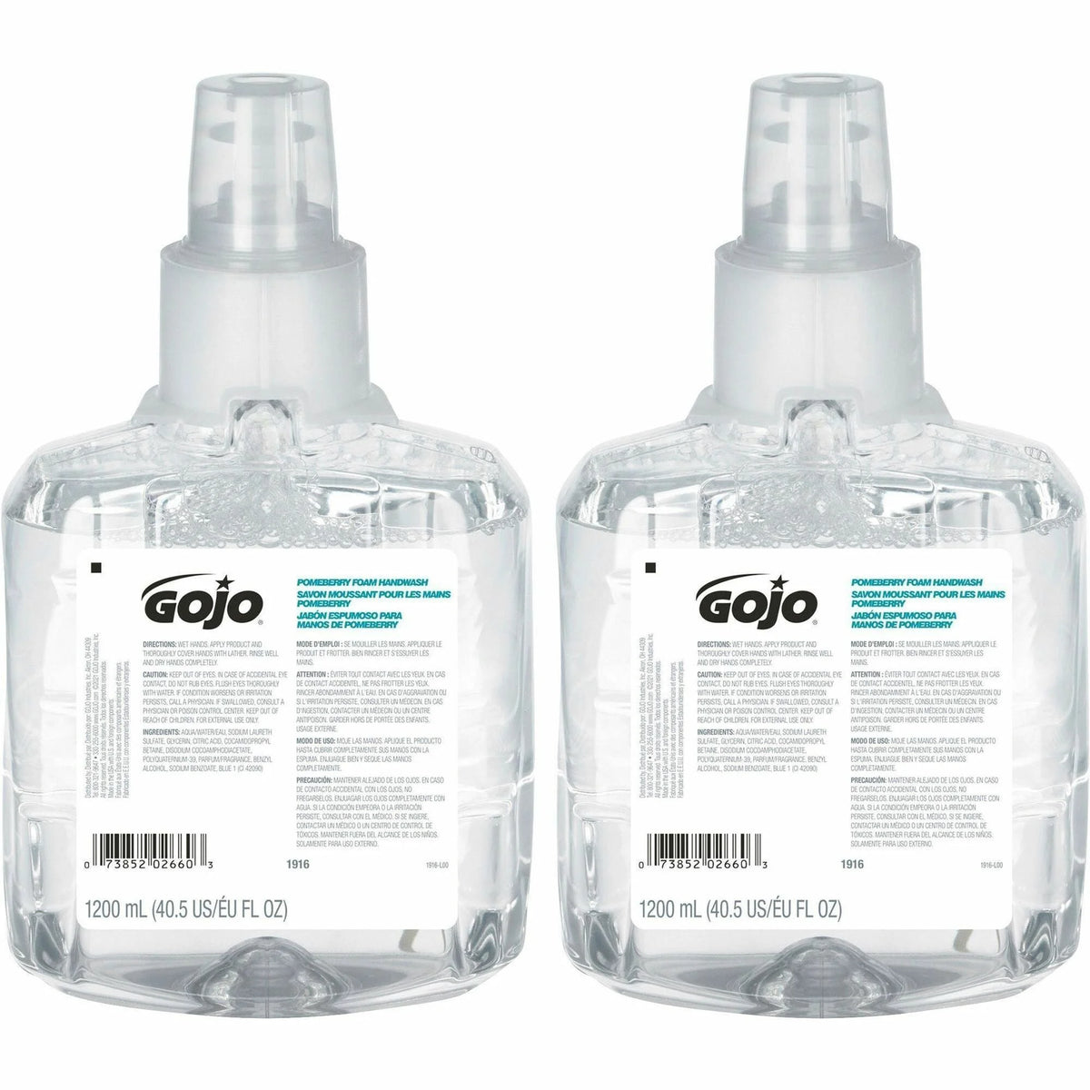Gojo® LTX-12 Pomeberry Foam Handwash Refill - Moisturizing Scent - 1.27 Quart - 2/Carton - Hand Soaps/Cleaners