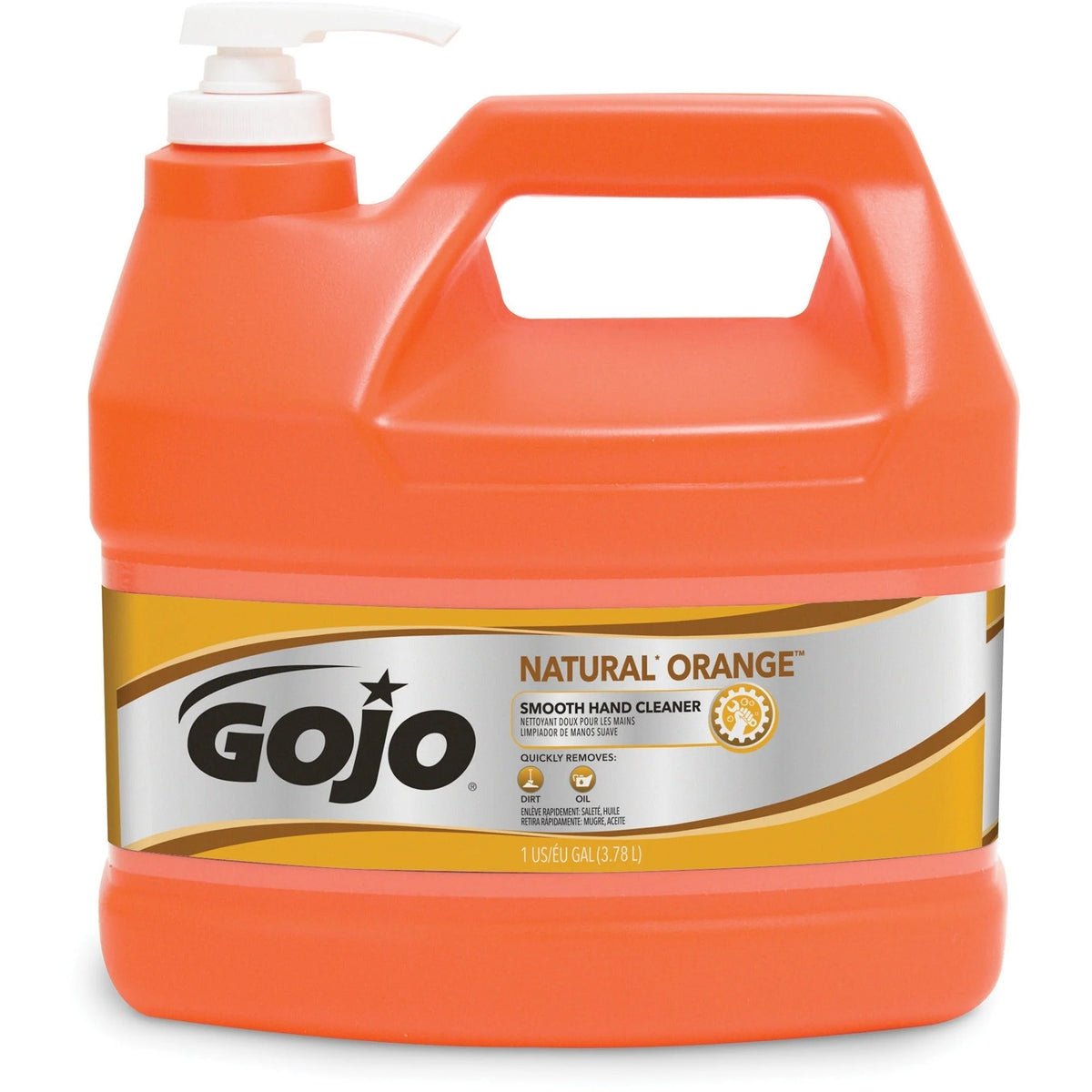 Gojo® Natural Orange Hand Cleaner - Citrus Scent - 1 gal Pump Bottle - Soil Dirt Grease Remover - Soaps/Cleaners