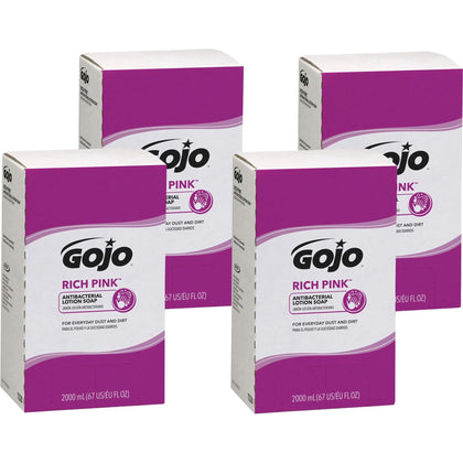 Gojo® Rich Pink Antibacterial Lotion Soap Refill - Soil Remover - 2.11qt - 4/Carton - Hand Soaps/Cleaners