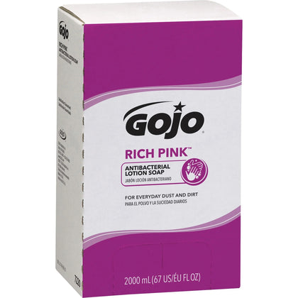 Gojo® Rich Pink Antibacterial Lotion Soap Refill - Soil Remover - 2.11qt - Hand Soaps/Cleaners