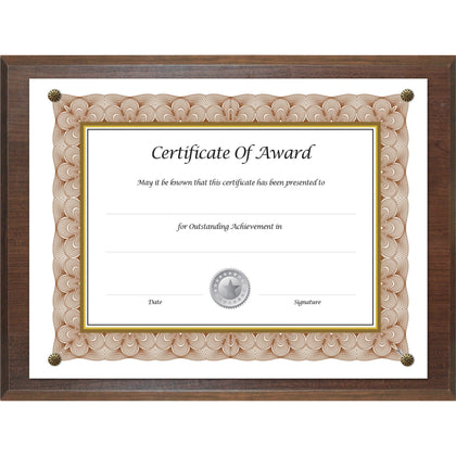 Golite Nu-Dell 13x10.50 Display Frame: Holds 11x8.50 Insert Walnut Finish - Certificates & Seals