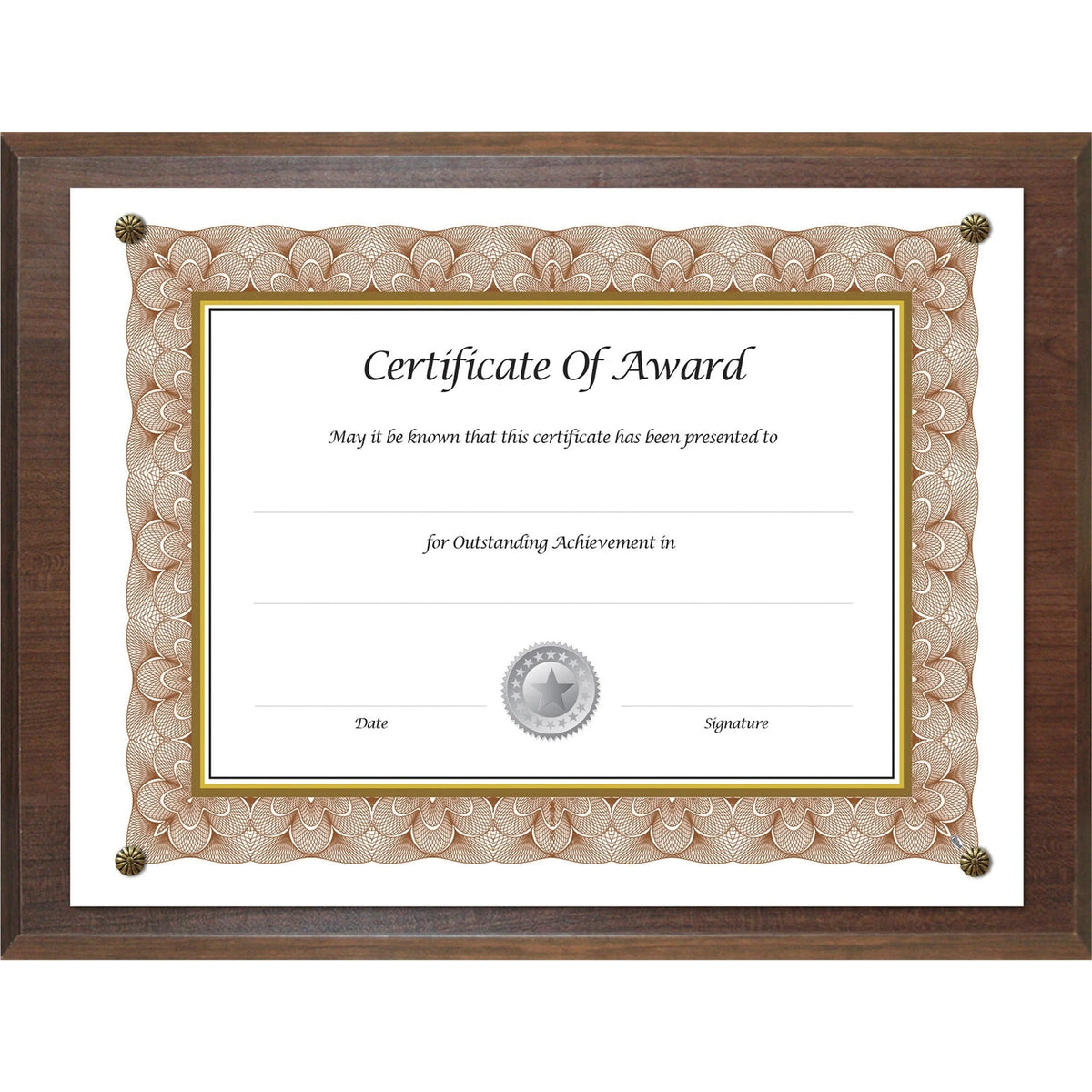 Golite Nu-Dell 13x10.50 Display Frame: Holds 11x8.50 Insert Walnut Finish - Certificates & Seals