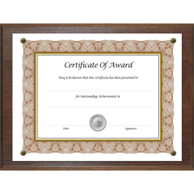 Golite Nu-Dell 13x10.50 Display Frame: Holds 11x8.50 Insert Walnut Finish - Certificates & Seals