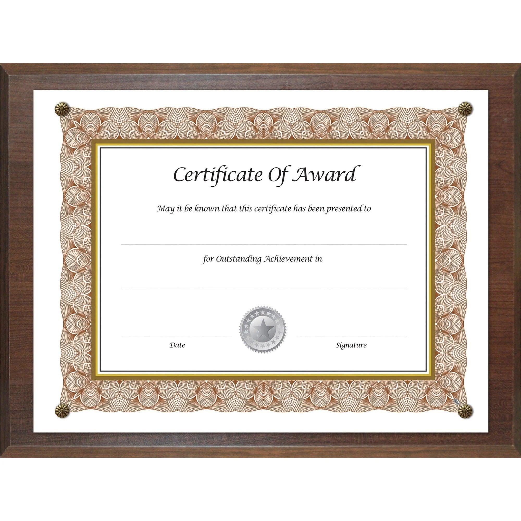 Golite Nu-Dell 13x10.50 Display Frame: Holds 11x8.50 Insert Walnut Finish - Certificates & Seals