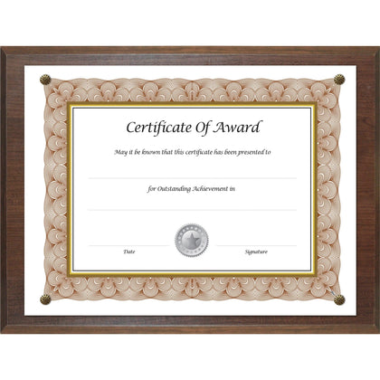 Golite Nu-Dell 13x10.50 Display Frame: Holds 11x8.50 Insert Walnut Finish - Certificates & Seals