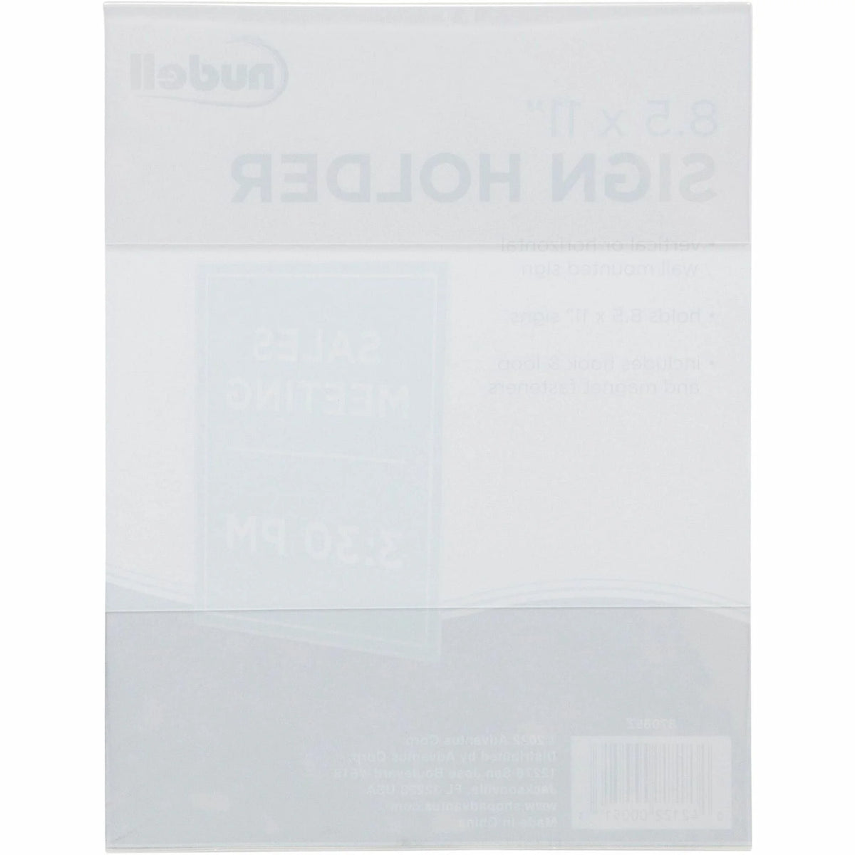 GoLite Nu-Dell Cubicle Sign Holder: 8.5x11 Acrylic Wall Mount - Clear - Signs & Nameplates