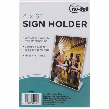 GoLite Nu-Dell Freestanding Sign Holder - 4x6 - Clear Plastic - Signs & Nameplates
