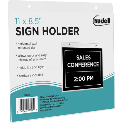 GoLite Nu-Dell Sign Holder: Horizontal Plastic Clear Support for 11’’ x 8.50’’ Media - Signs & Nameplates