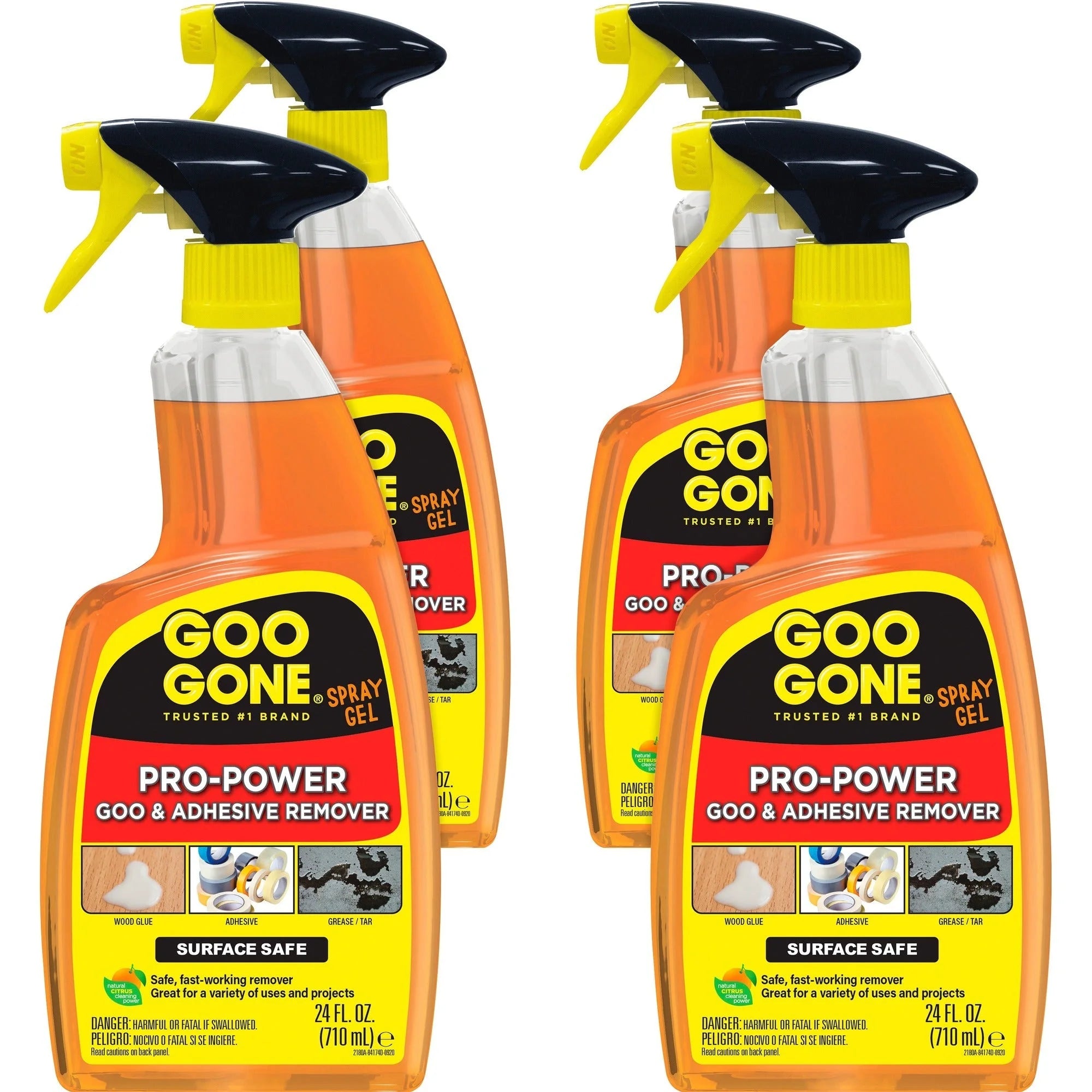 Goo Gone Spray Gel: 24 fl oz Citrus Extract - Removes Tough Stains - 4/Carton - Adhesive Removers