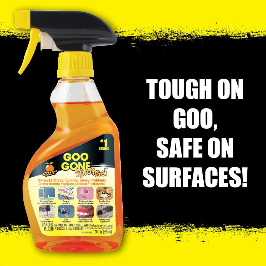 Goo Gone Spray Gel: Multipurpose Gel Cleaner - 12 fl oz - Orange Bottle - Adhesive Removers