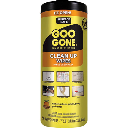 Goo Gone Tough Task Wipes - Disposable Cleaning - 24 Count