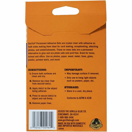 Gorilla Adhesive Dots - Clear - 150 / Pack - Double-Sided Tape
