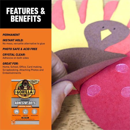 Gorilla Adhesive Dots - Clear - 150 / Pack - Double-Sided Tape