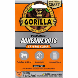 Gorilla Adhesive Dots - Clear - 150 / Pack - Double-Sided Tape