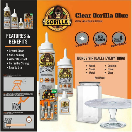 Gorilla Clear Glue: Strong 3.75 fl oz Adhesive - All-Purpose Glue