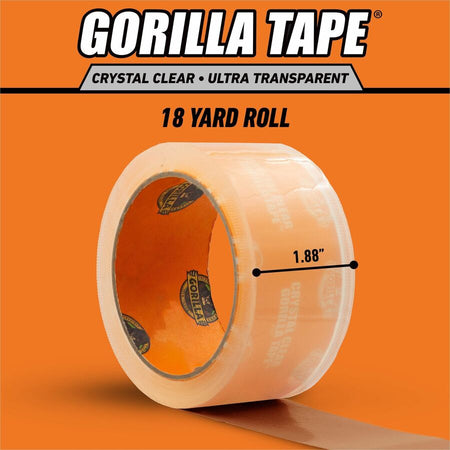 Gorilla Crystal Clear Tape - 18 yd Length x 1.88’’ Width - 1 Each - Duct