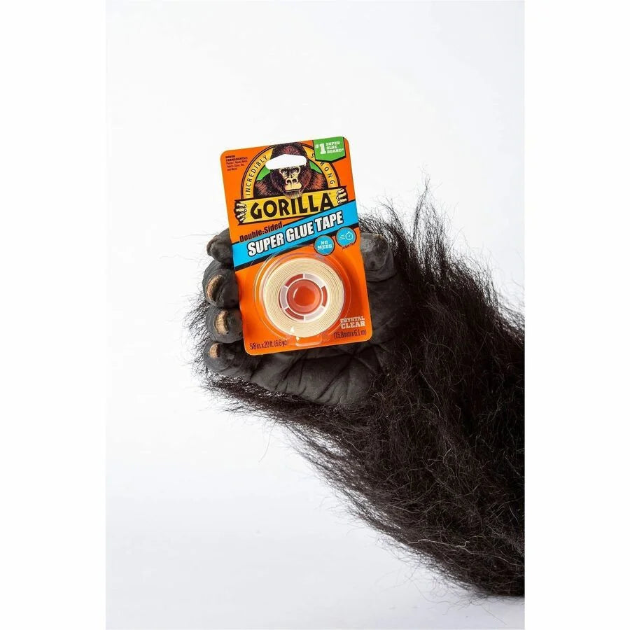 Gorilla Double-Sided Super Glue Tape - 20 ft x 0.62’’ - Clear - Multipurpose Indoor/Outdoor Craft