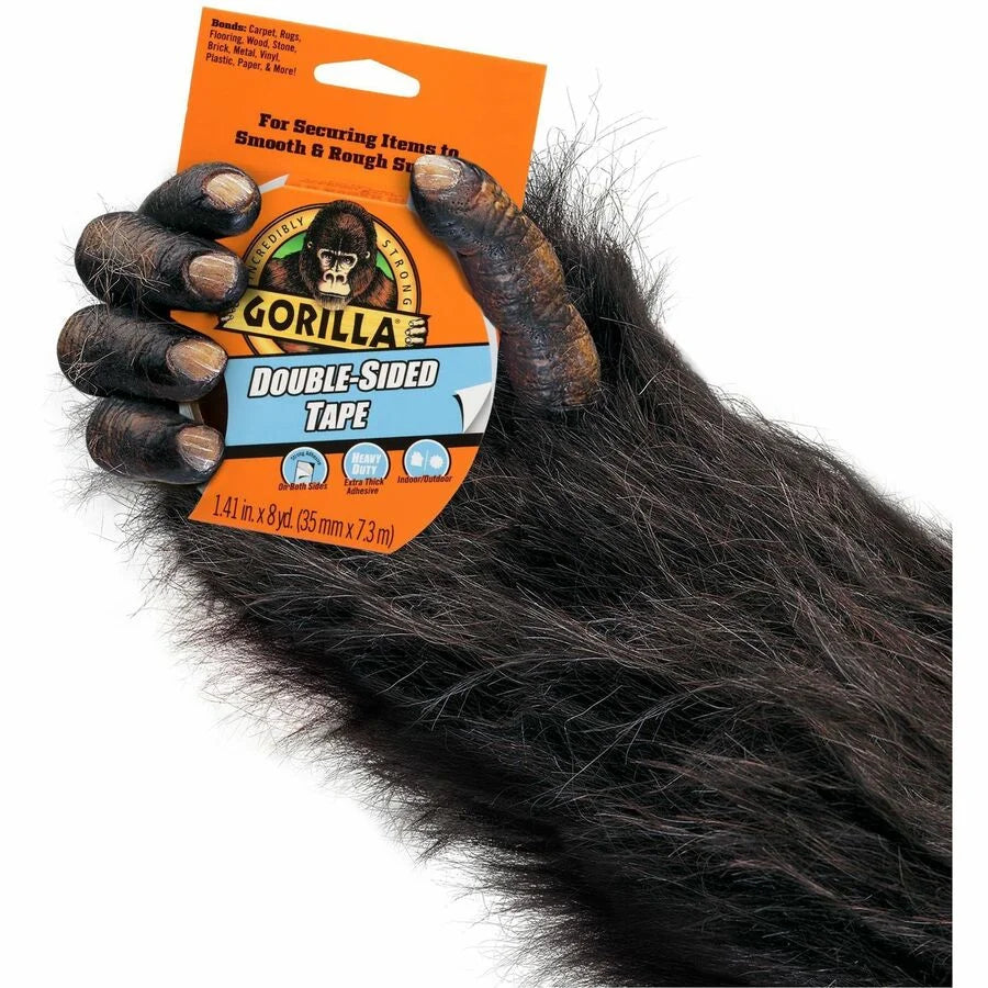 Gorilla Double-Sided Tape: 24ft x 1.40’’ - Gray - Strong Adhesive Bond - Tape