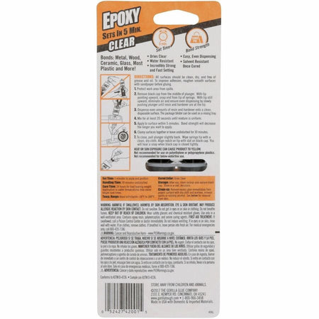 Gorilla Epoxy - 0.85 oz - Clear - 1 Each - Super Glue
