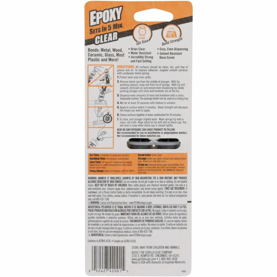 Gorilla Epoxy - 0.85 oz - Clear - 1 Each - Super Glue