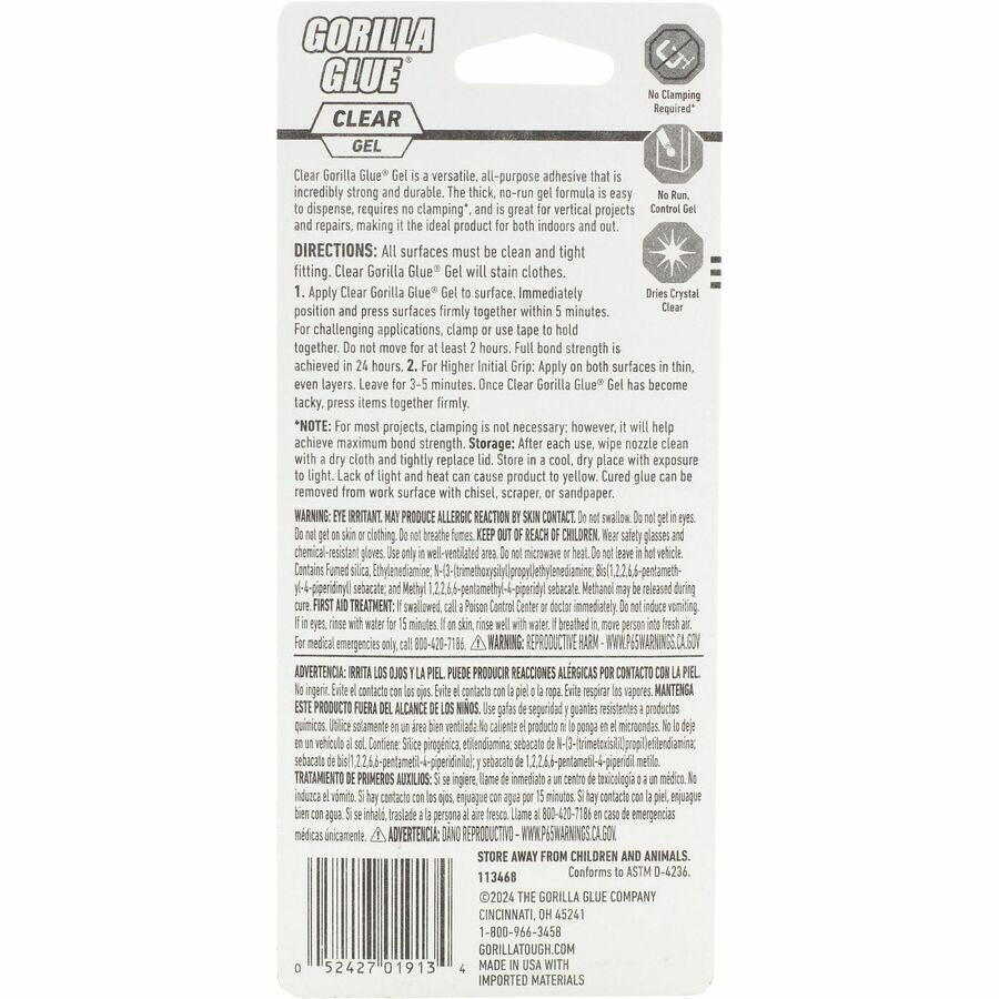 Gorilla Glue Clear Gel - 1.75 fl oz - 1 Each - Super