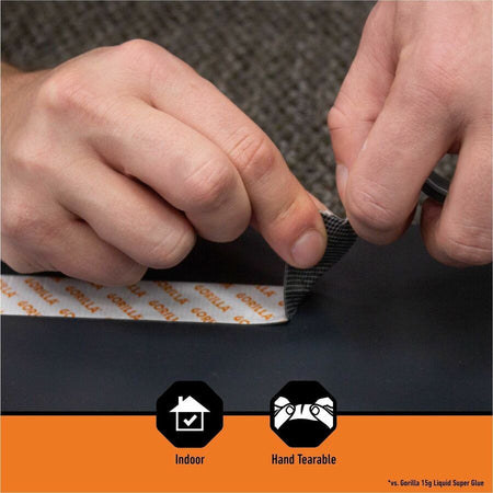 Gorilla Glue Max-Strength Mounting Tape - 5 ft Length x 1’’ Width - Black - For Multi Surface Indoor - 1 Each - & Putty